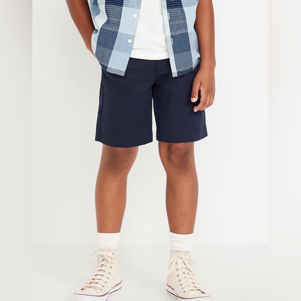 Old Navy Boys Twill Shorts Navy Blue Adjustable Waist Flex - Size 14